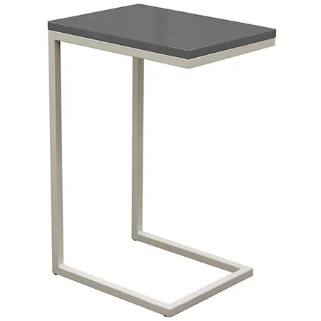 Sleek Metal Frame Accent Table with Gloss Top & Metal Frame
